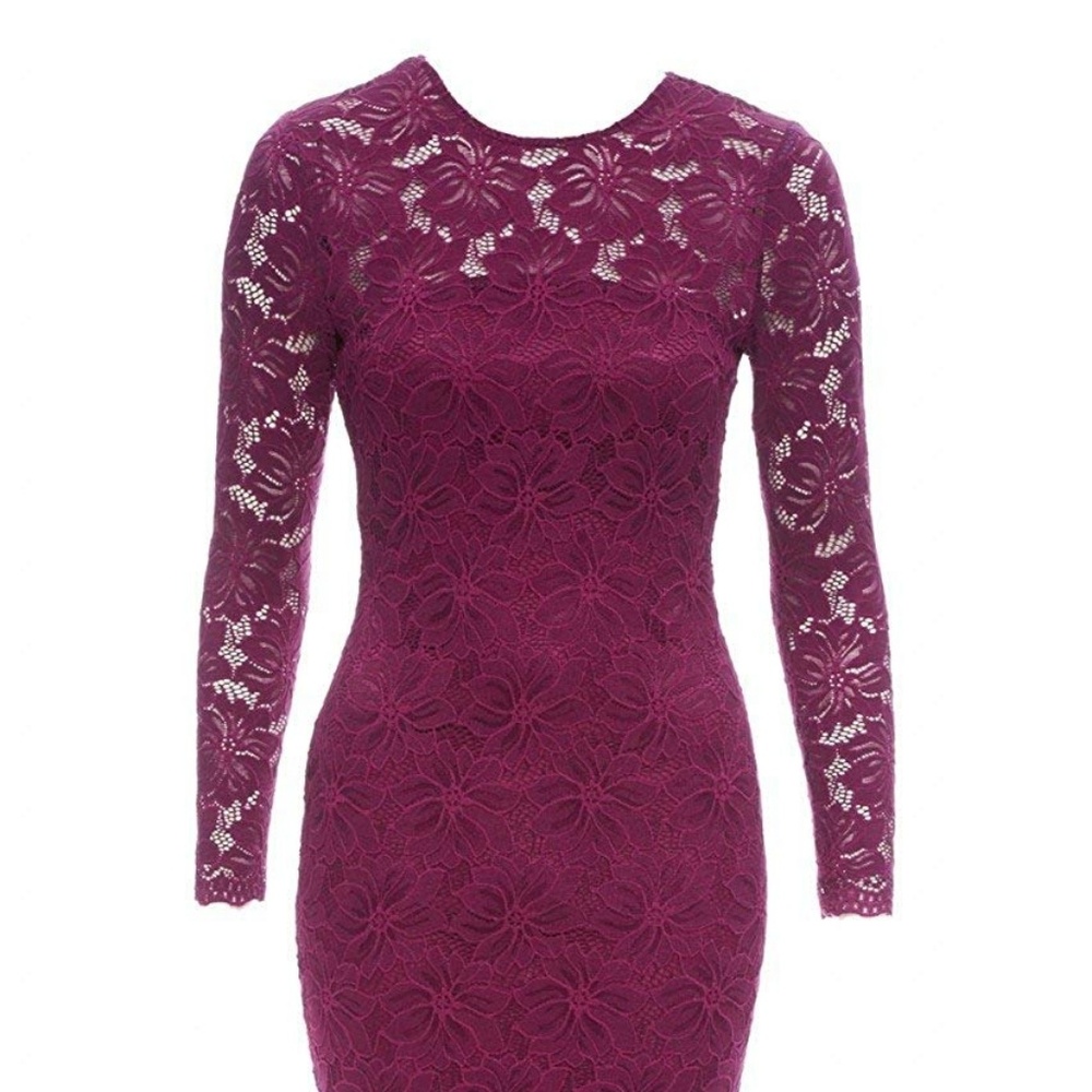 AXParis Women's crochet Lace  Midi Dress Plum